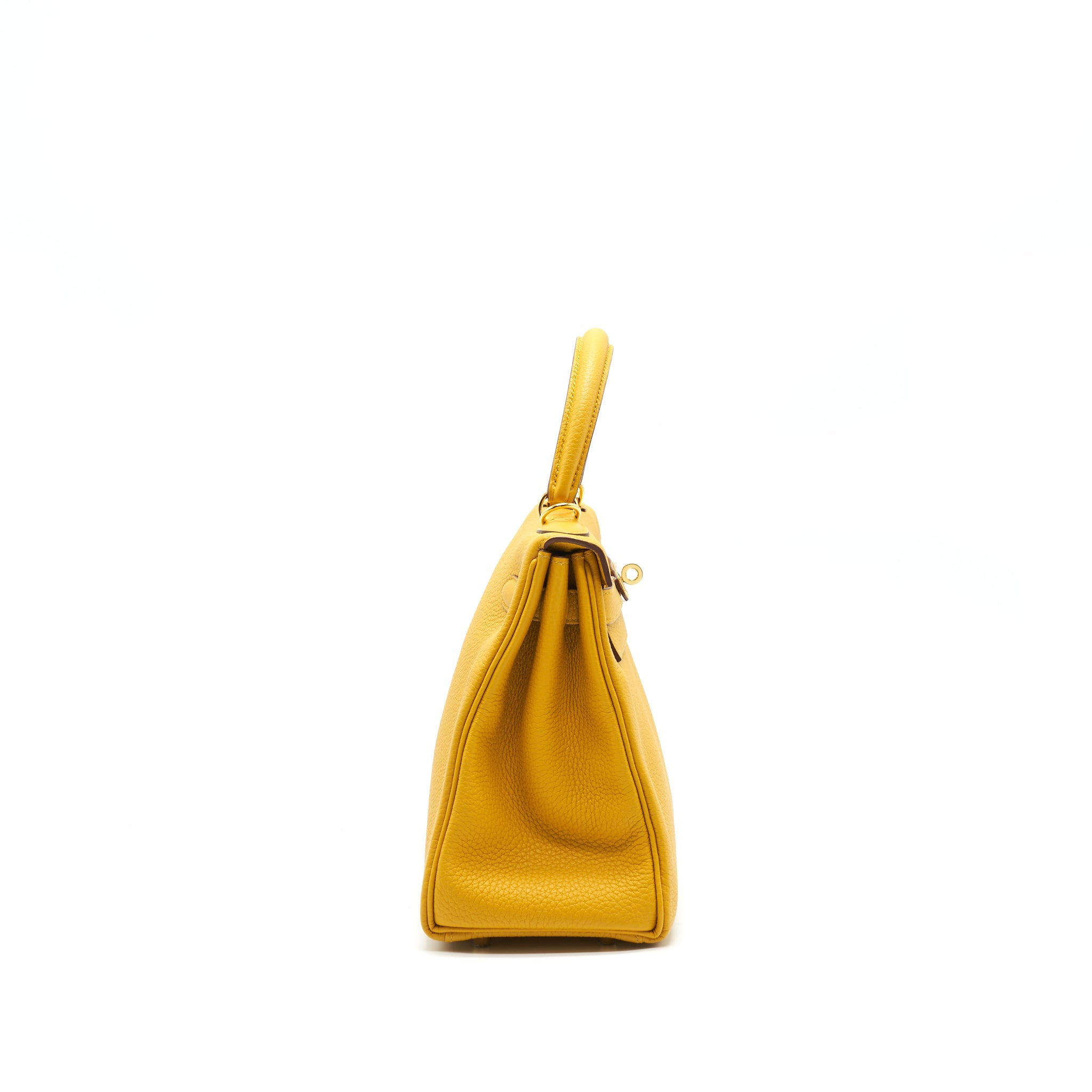 HERMES KELLY 28 CLEMENCE JAUNE AMBER GHW
