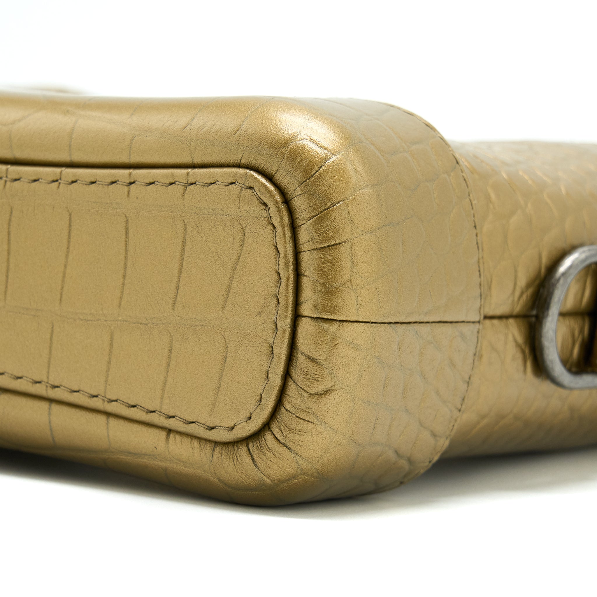 CHANEL SMALL GABRIELLE HOBO BAG CROCODILE EMBOSSED CALFSKIN GOLD MULTICOLOUR HARDWARE