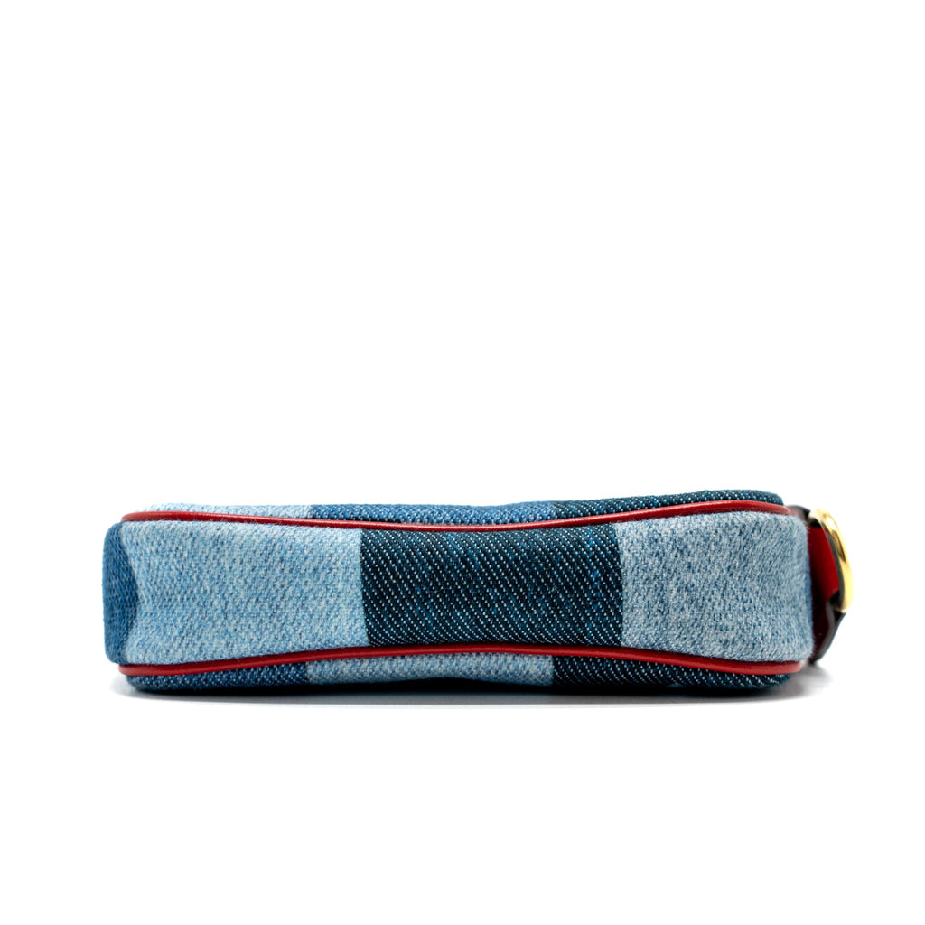 LOUIS VUITTON LIMITED EDITION ROUGE MICRO POCHETTE MONOGRAM JACQUARD DENIM BLUE GHW
