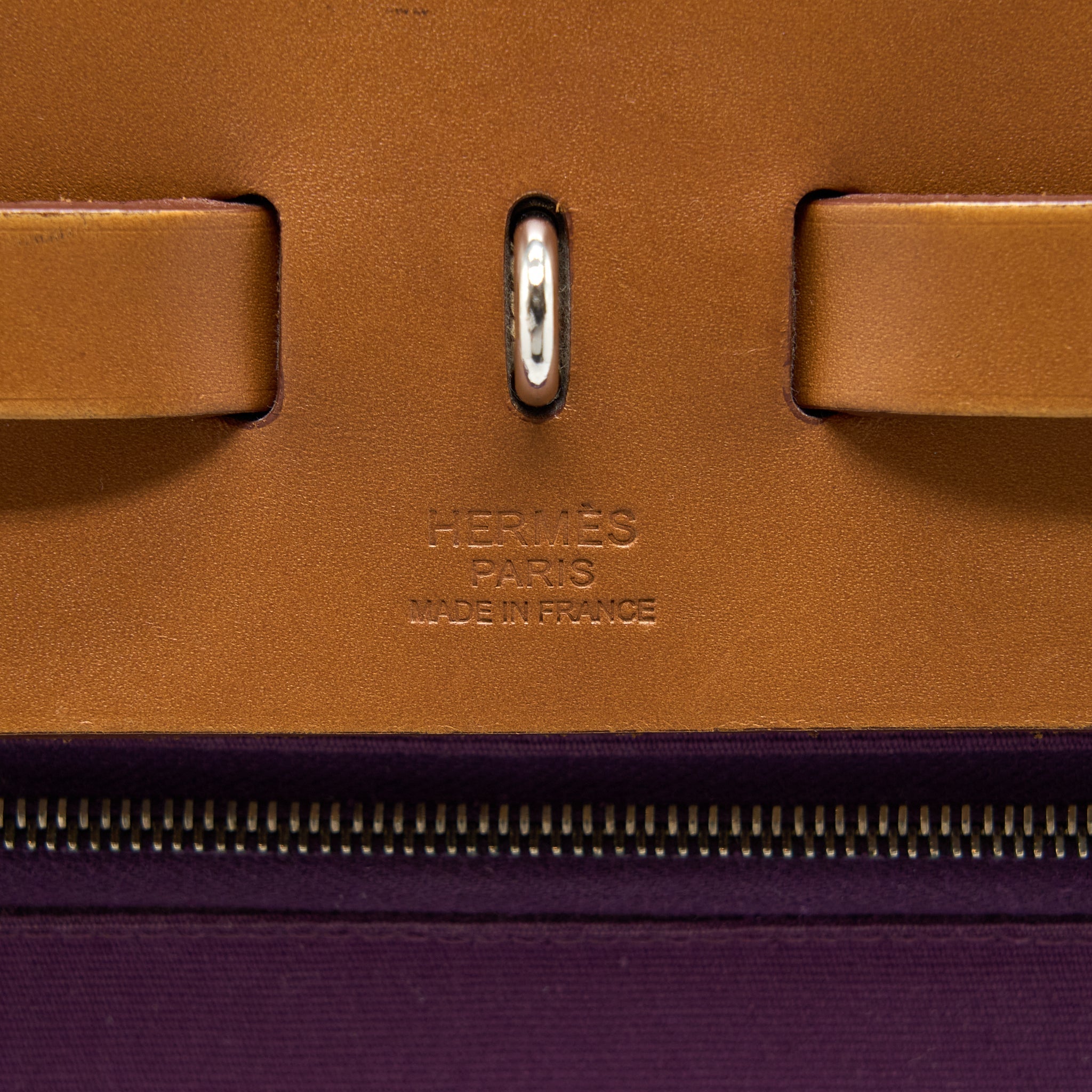 HERMES HERBAG 39 ZIP BAG HUNTER/CANVAS PURPLE SHW