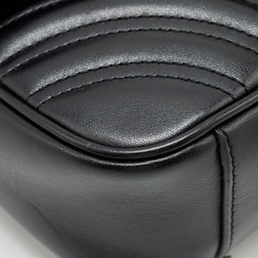 GUCCI MINI GG MARMONT SHOULDER BAG CALFSKIN BLACK GHW