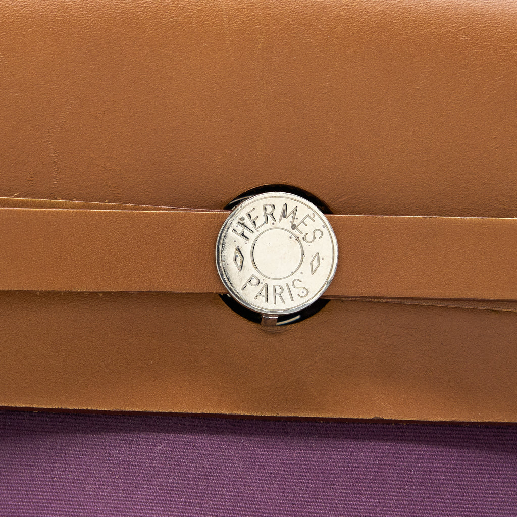 HERMES HERBAG 39 ZIP BAG HUNTER/CANVAS PURPLE SHW