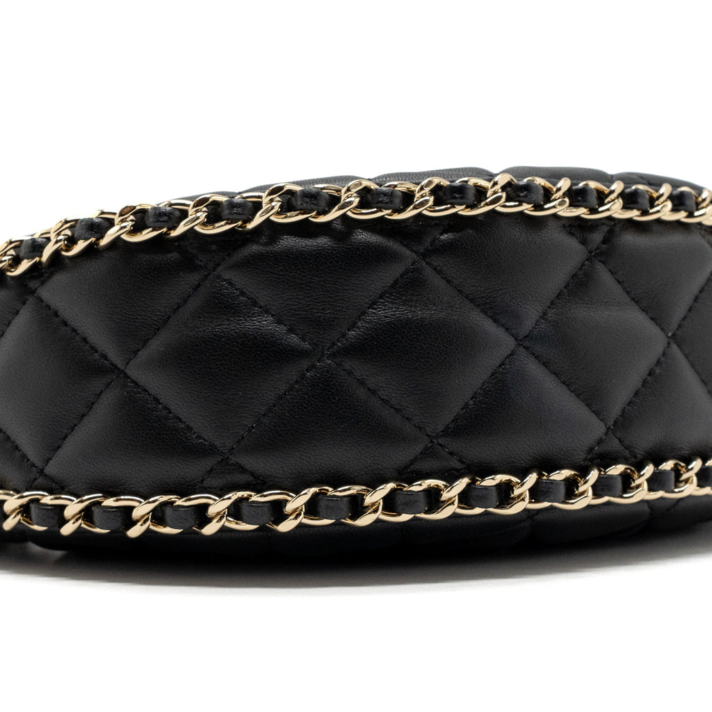 CHANEL SMALL MOON HOBO BAG LAMBSKIN BLACK LGHW (MICROCHIP)