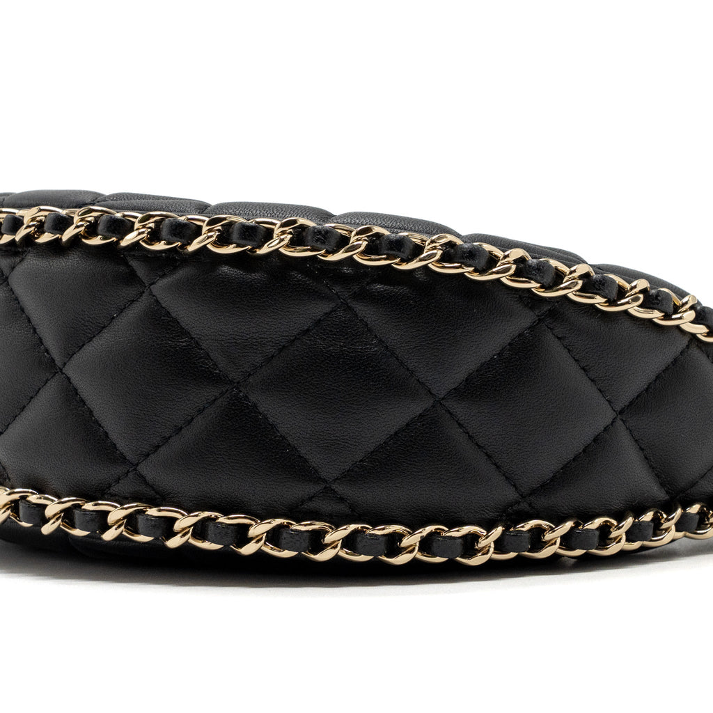 CHANEL SMALL MOON HOBO BAG LAMBSKIN BLACK LGHW (MICROCHIP)