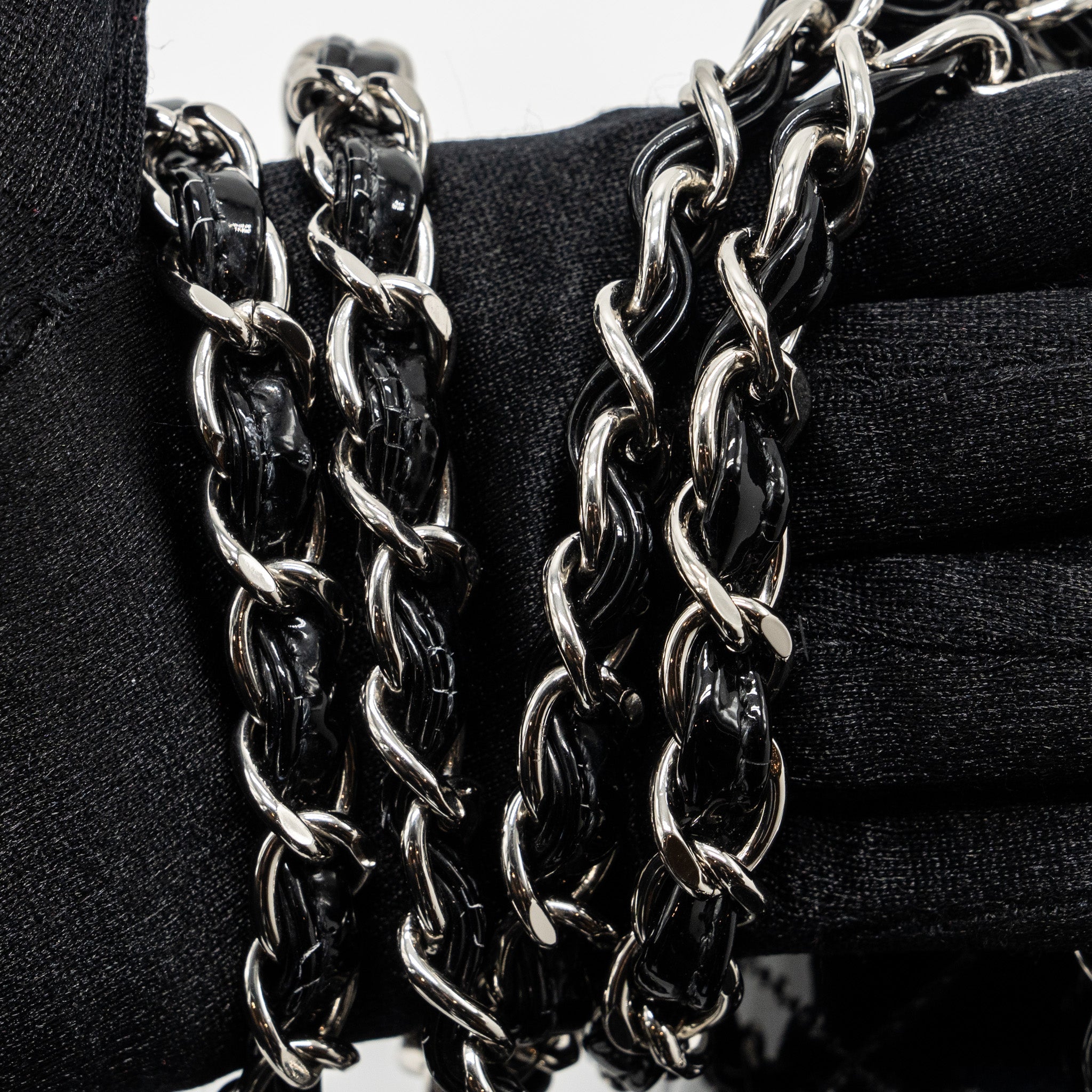CHANEL MINI RECTANGULAR FLAP BAG PATENT BLACK SHW