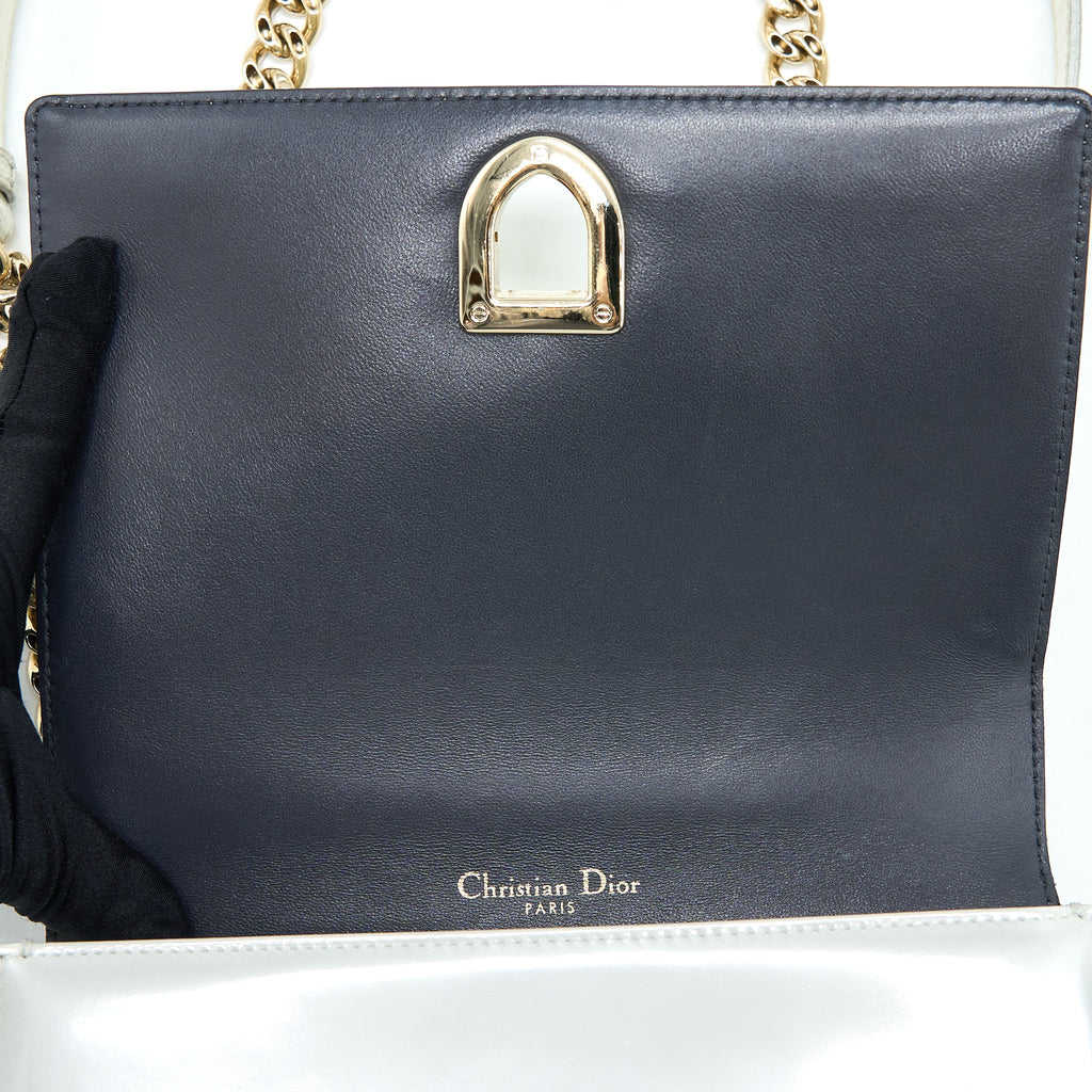 DIOR SMALL DIORMA METALLIC WHITE LGHW