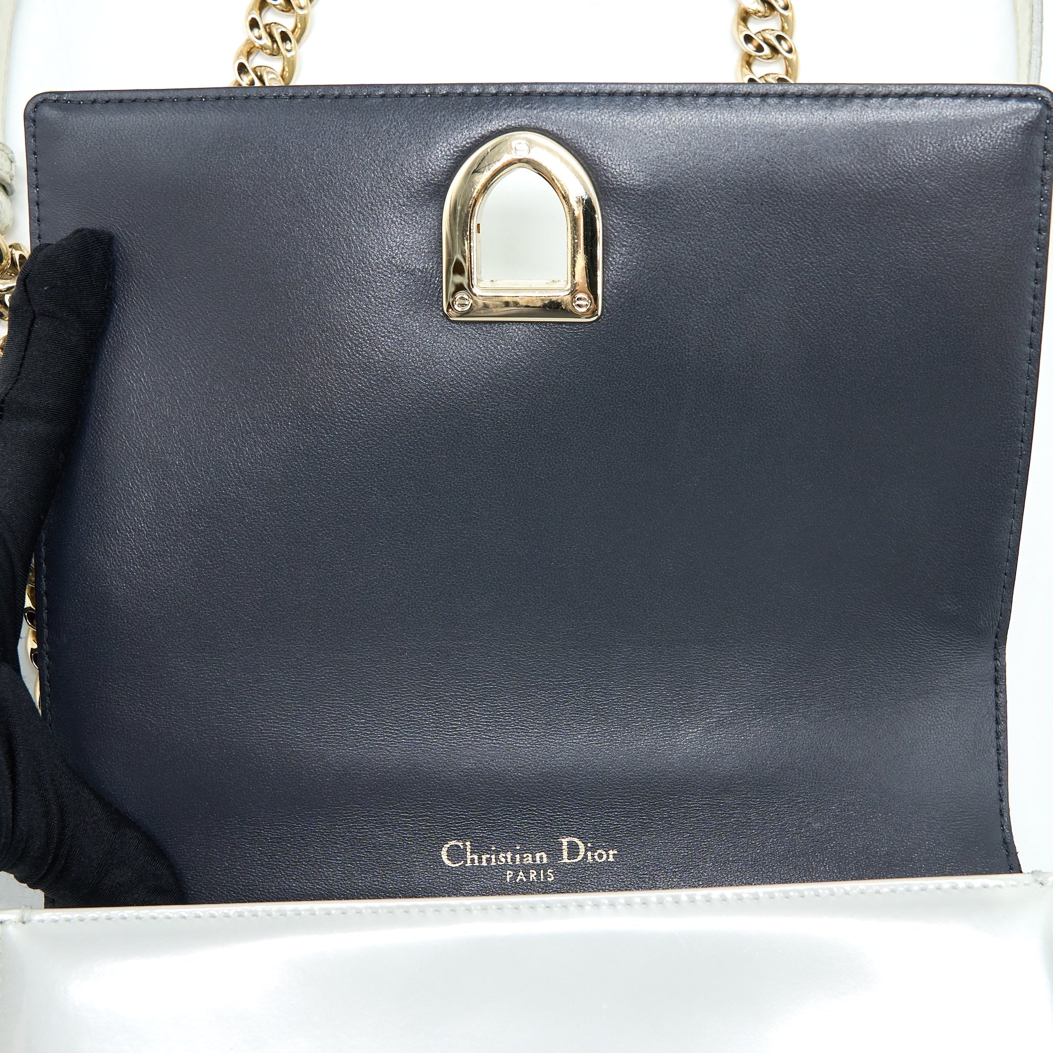 DIOR SMALL DIORMA METALLIC WHITE LGHW