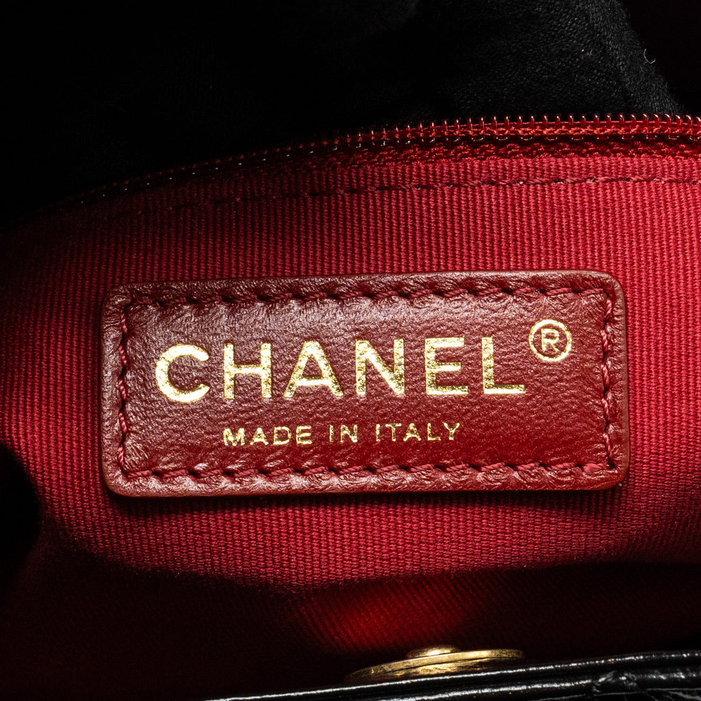 CHANEL 23C HOBO BAG SHINY CALFSKIN BLACK BRUSHED GHW (MICROCHIP)
