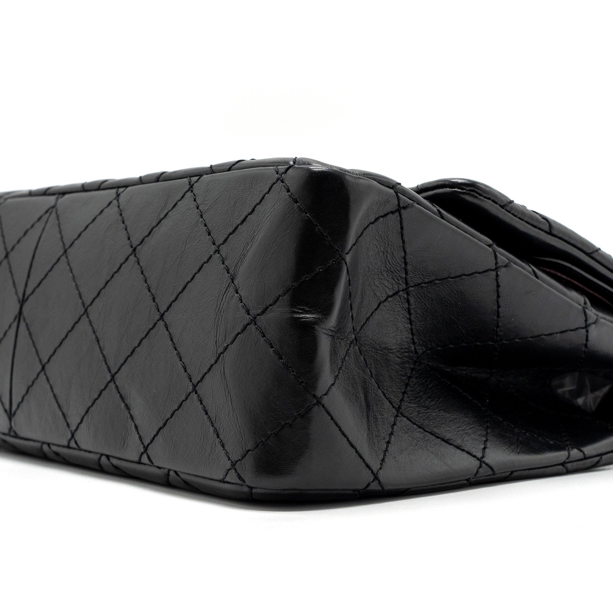 CHANEL 2.55 226 REISSUE FLAP BAG AGED CALFSKIN BLACK RUTHENIUM HARDWARE