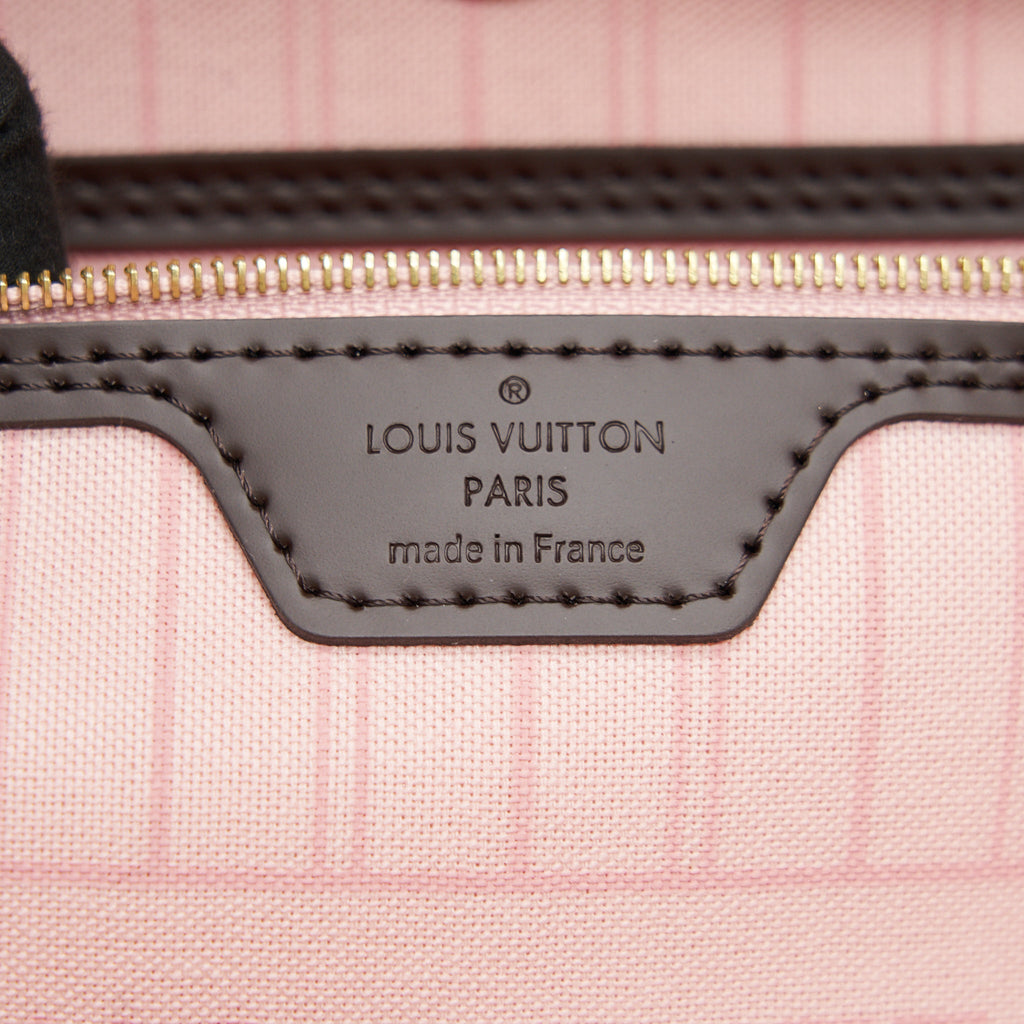 LOUIS VUITTON NEVERFULL MM DAMIER EBENE CANVAS / ROSE BALLERINE