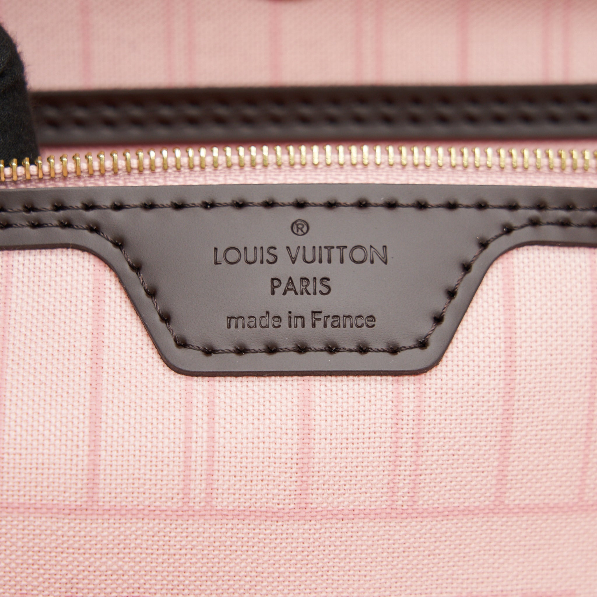 LOUIS VUITTON NEVERFULL MM DAMIER EBENE CANVAS / ROSE BALLERINE