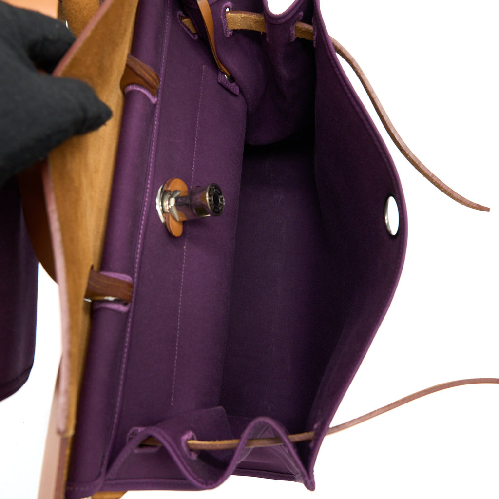 HERMES HERBAG 39 ZIP BAG HUNTER/CANVAS PURPLE SHW
