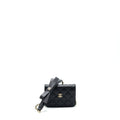 CHANEL MINI FLAP CARD HOLDER RIBBON CHAIN LAMBSKIN BLACK LGHW