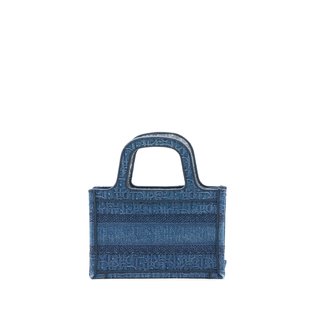 DIOR MINI BOOK TOTE DENIM BLUE OBLIQUE