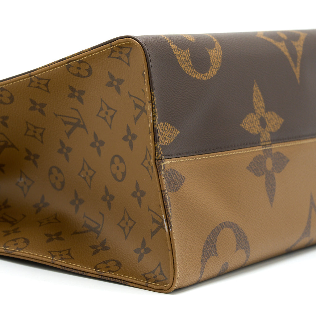 LOUIS VUITTON ON THE GO GM MONOGRAM REVERSE CANVAS GHW