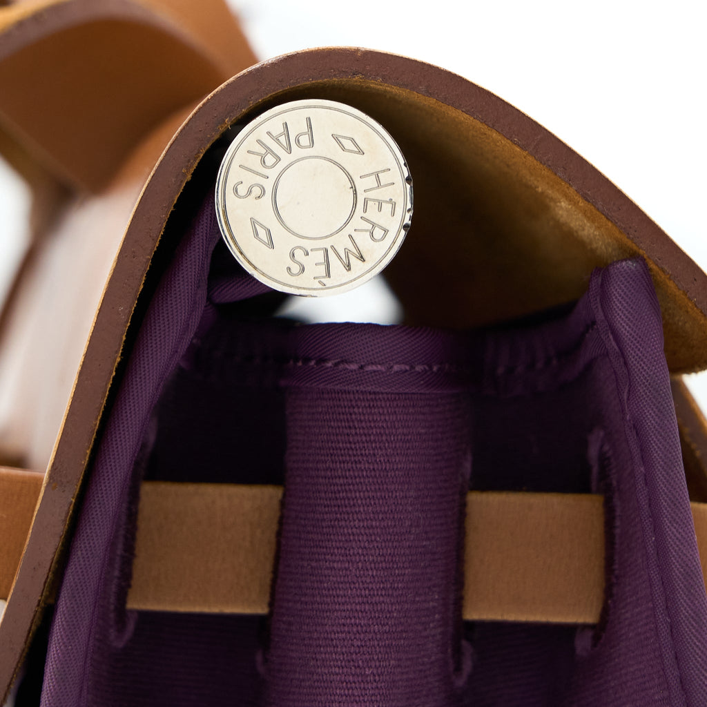 HERMES HERBAG 39 ZIP BAG HUNTER/CANVAS PURPLE SHW