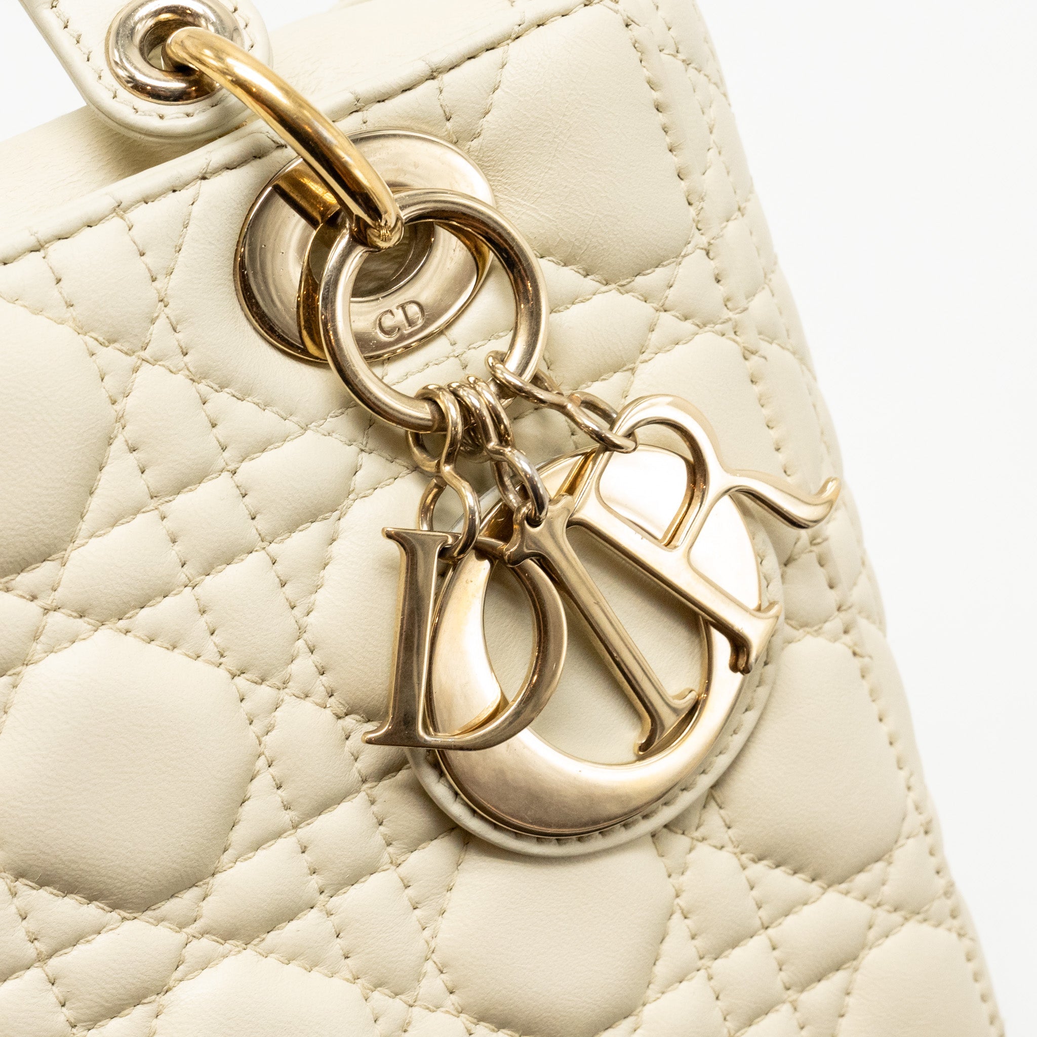 DIOR SMALL LADY DIOR LAMBSKIN WHITE LGHW