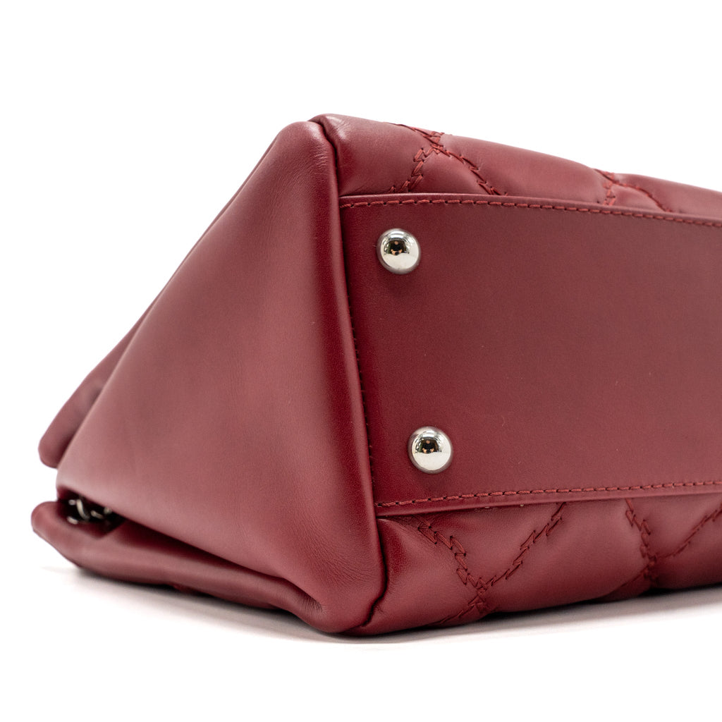 CHANEL HAMPTON TOTE BAG CALFSKIN RED SHW