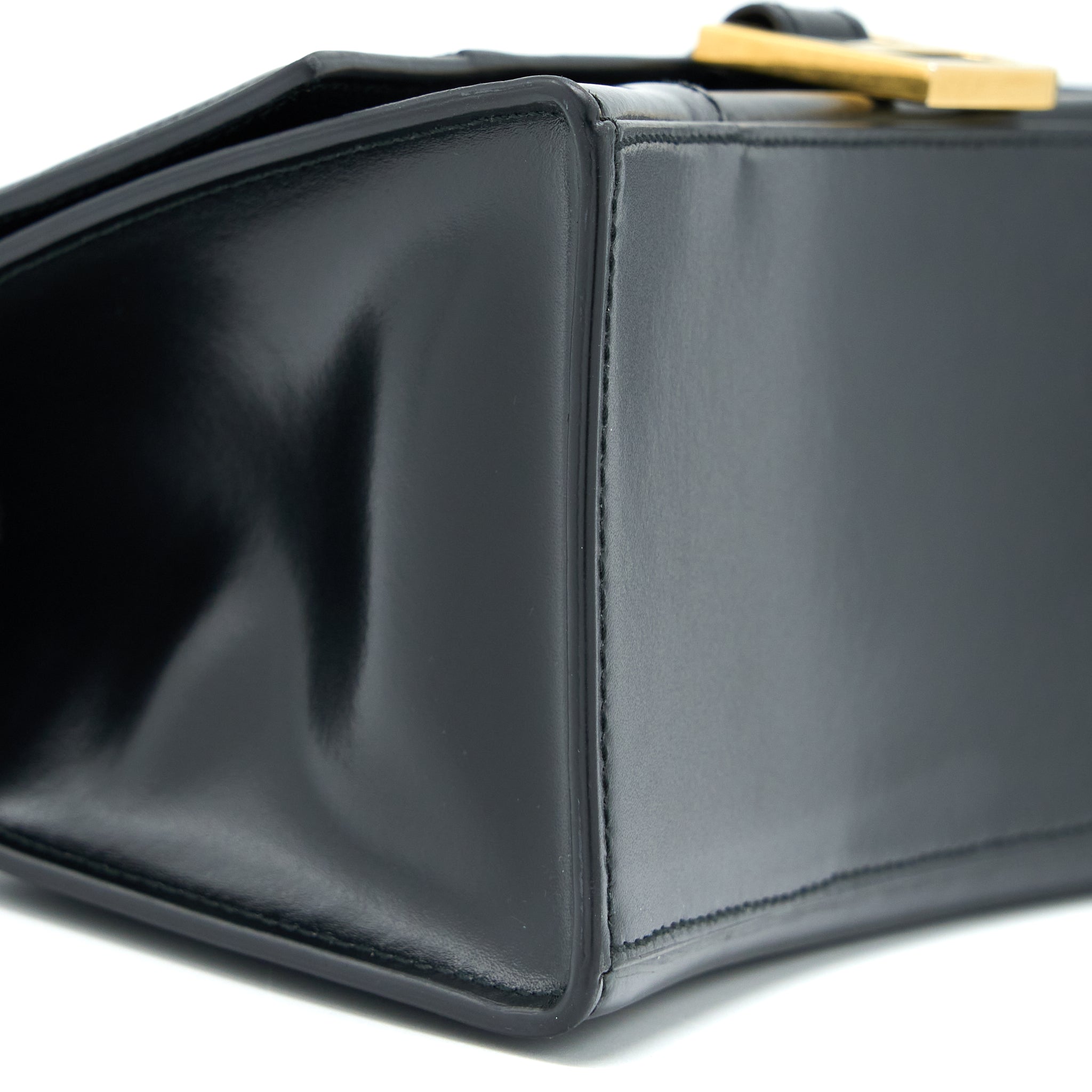 BALENCIAGA HOURGLASS SMALL HANDBAG BOX CALFSKIN BLACK GHW