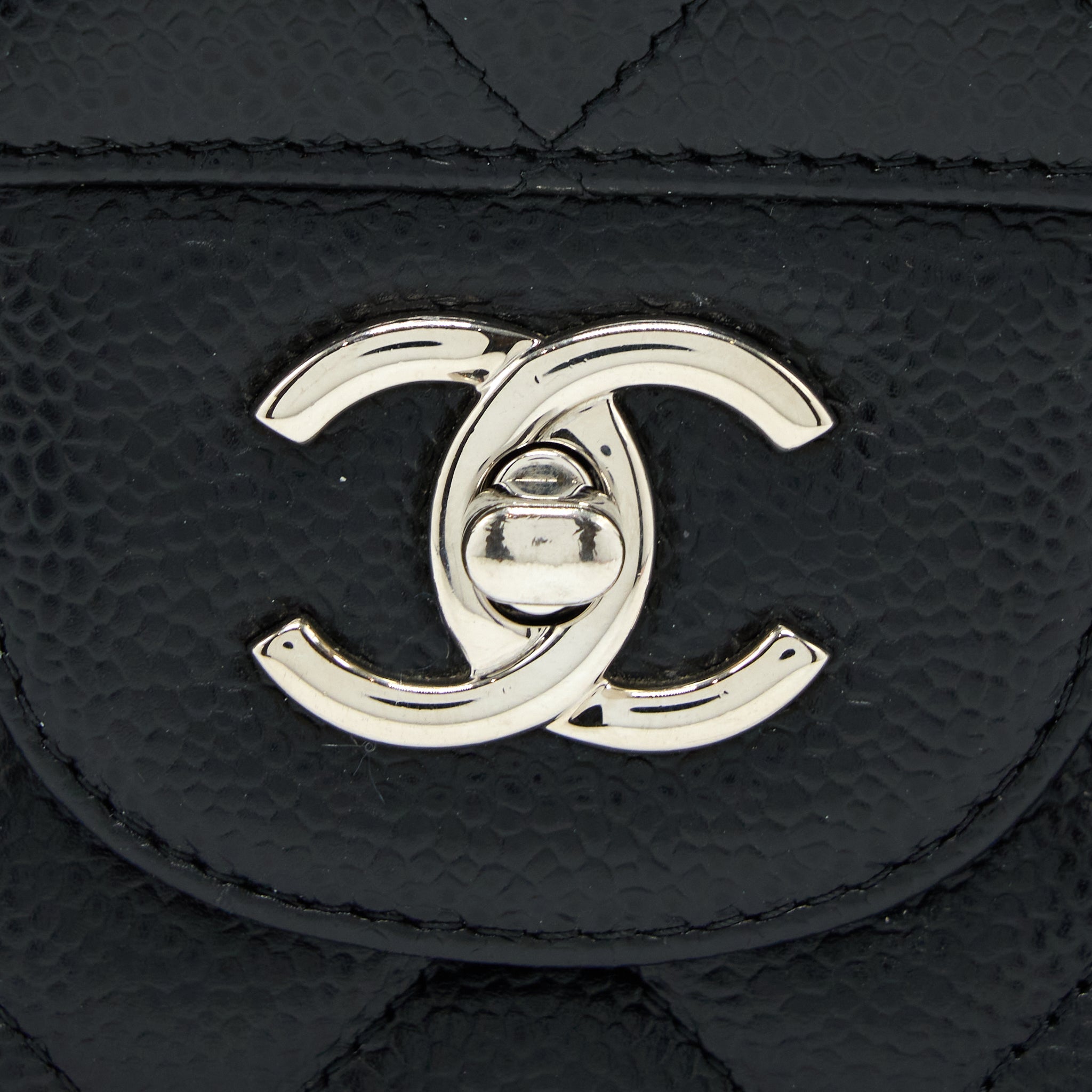 CHANEL CLASSIC JUMBO DOUBLE FLAP BAG CAVIAR BLACK SHW
