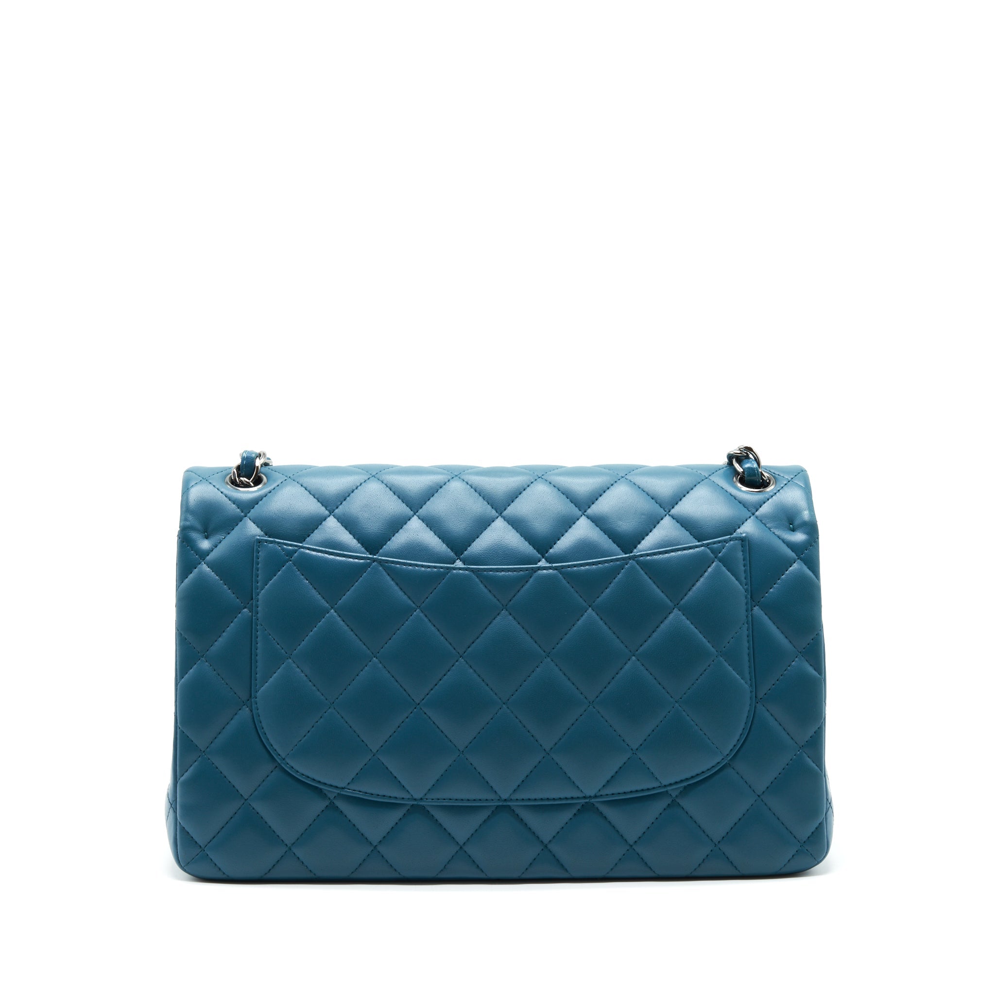 CHANEL JUMBO CLASSIC DOUBLE FLAP BAG LAMBSKIN GREEN SHW