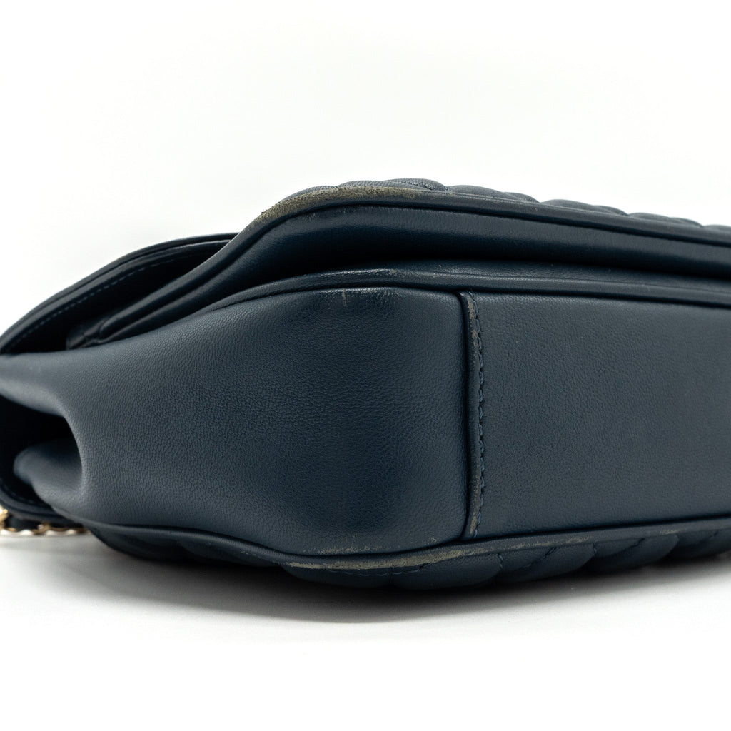 CHANEL QUILTED FLAP CROSSBODY BAG LAMBSKIN DARK BLUE LGHW