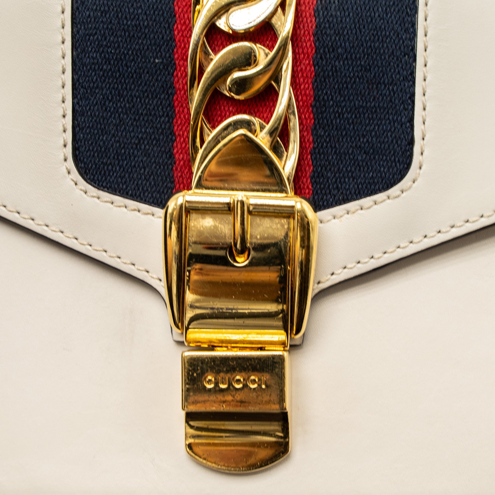 GUCCI MINI SYLVIE CHAIN BAG CALFSKIN WHITE/MULTICOLOUR GHW