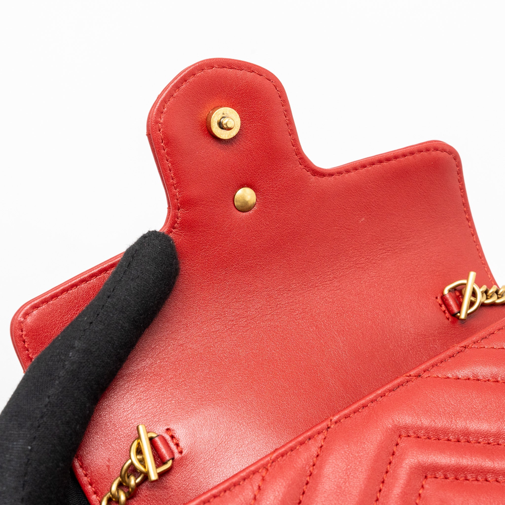 GUCCI SUPER MINI GG MARMONT CALFSKIN RED GHW