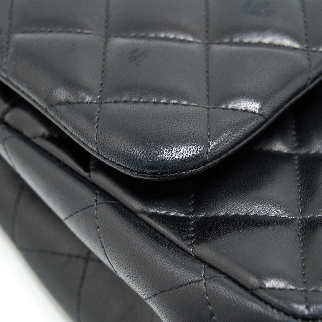 CHANEL CLASSIC JUMBO DOUBLE FLAP BAG LAMBSKIN BLACK GHW