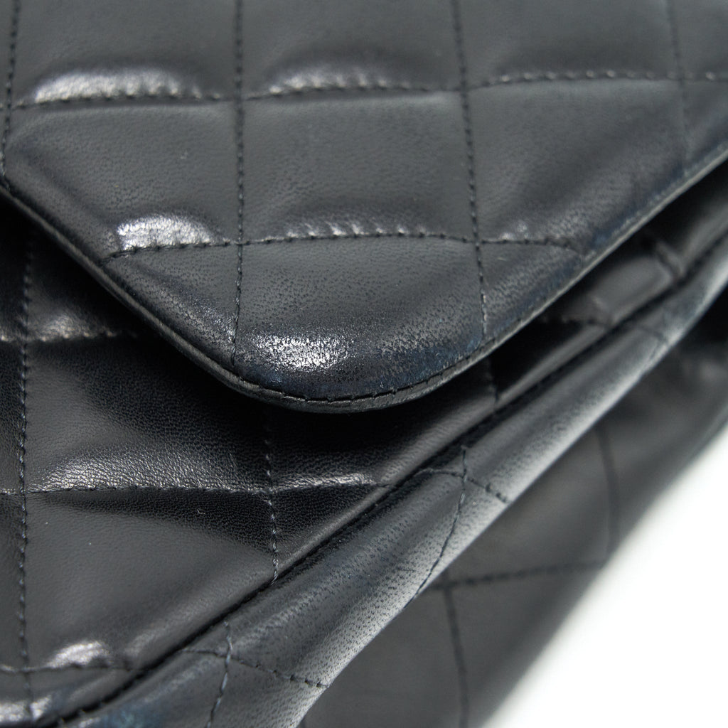 CHANEL CLASSIC JUMBO DOUBLE FLAP BAG LAMBSKIN BLACK GHW