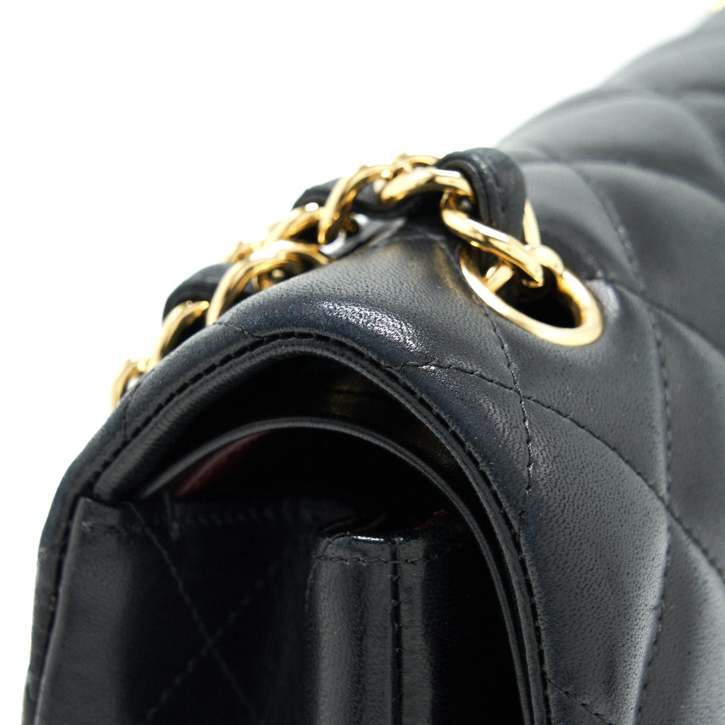 CHANEL CLASSIC JUMBO DOUBLE FLAP BAG LAMBSKIN BLACK GHW