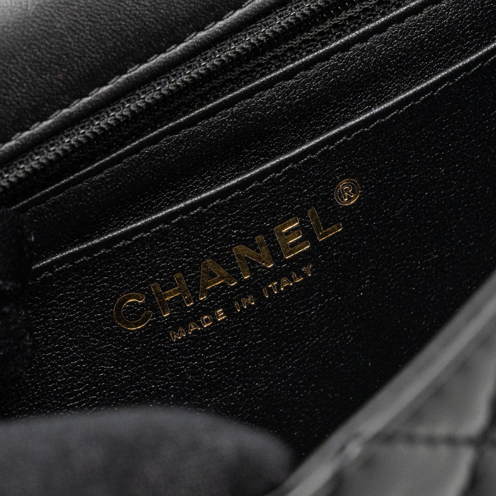 CHANEL MINI 2.55 REISSUE FLAP BAG AGED CALFSKIN BLACK BRUSHED GHW (MICROCHIP)