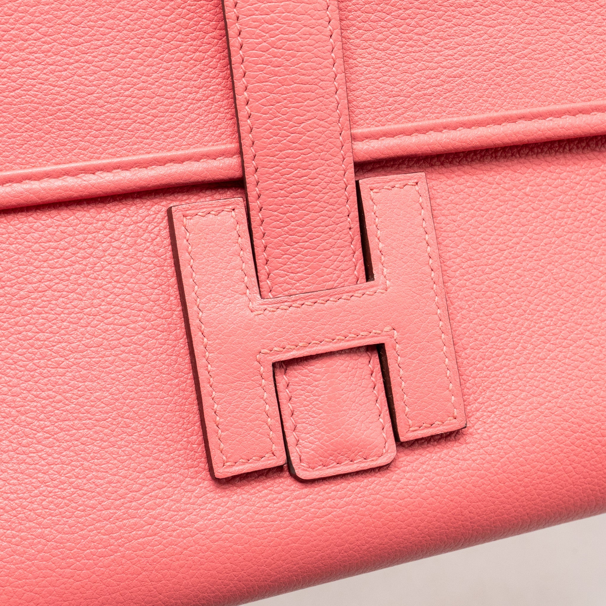 HERMES JIGE ELAN CLUTCH EVERCOLOR ROSE AZALEE