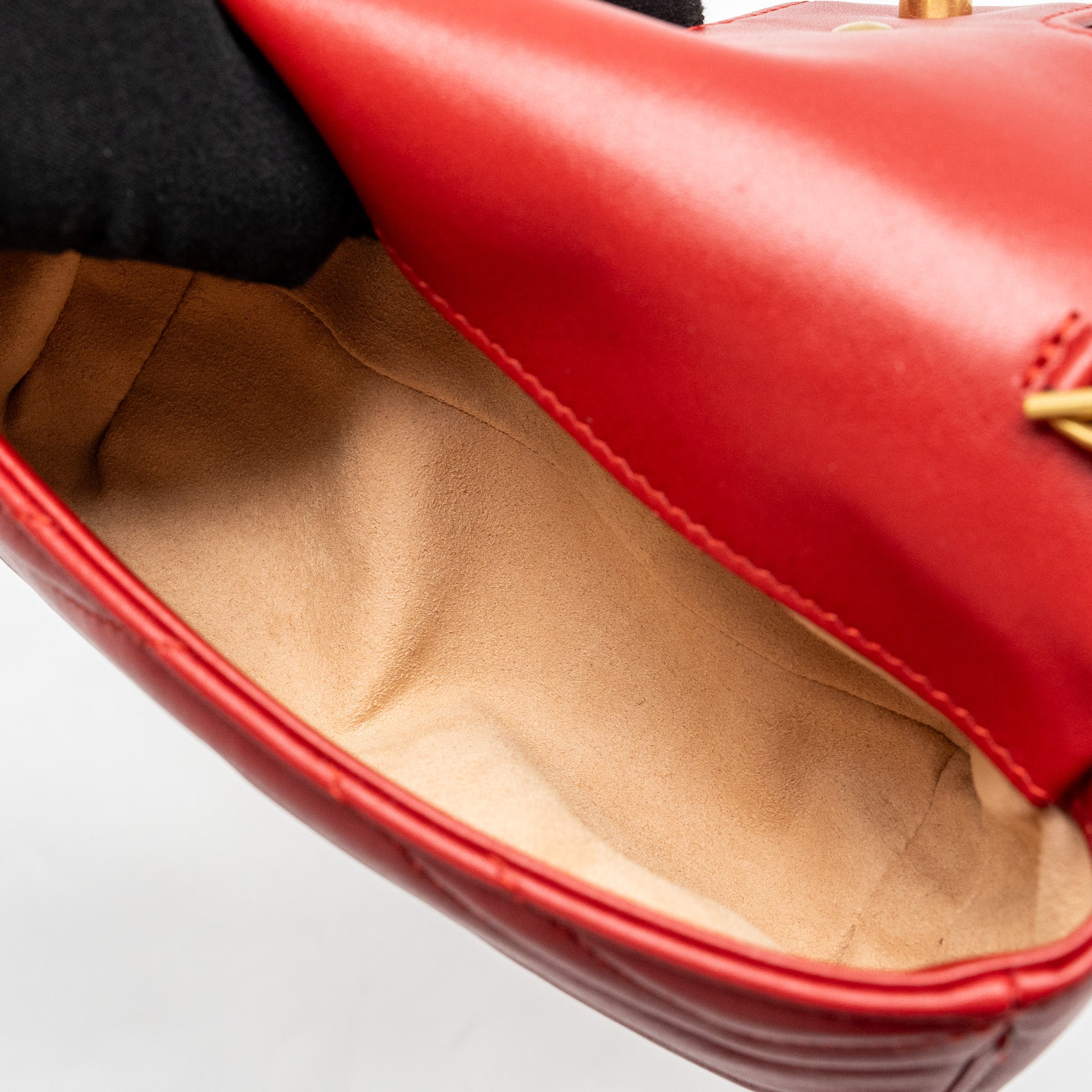 GUCCI SUPER MINI GG MARMONT CALFSKIN RED GHW