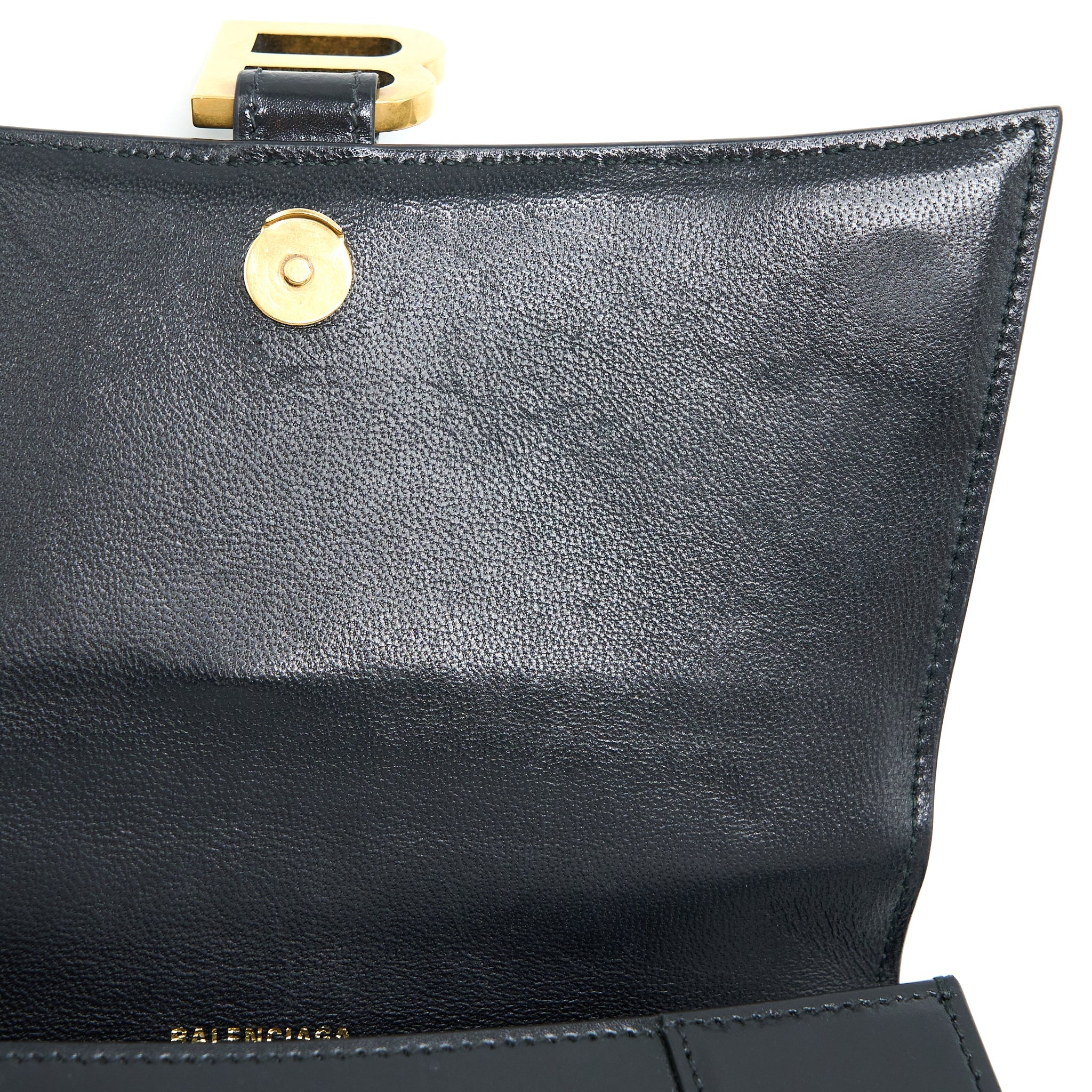BALENCIAGA HOURGLASS SMALL HANDBAG BOX CALFSKIN BLACK GHW