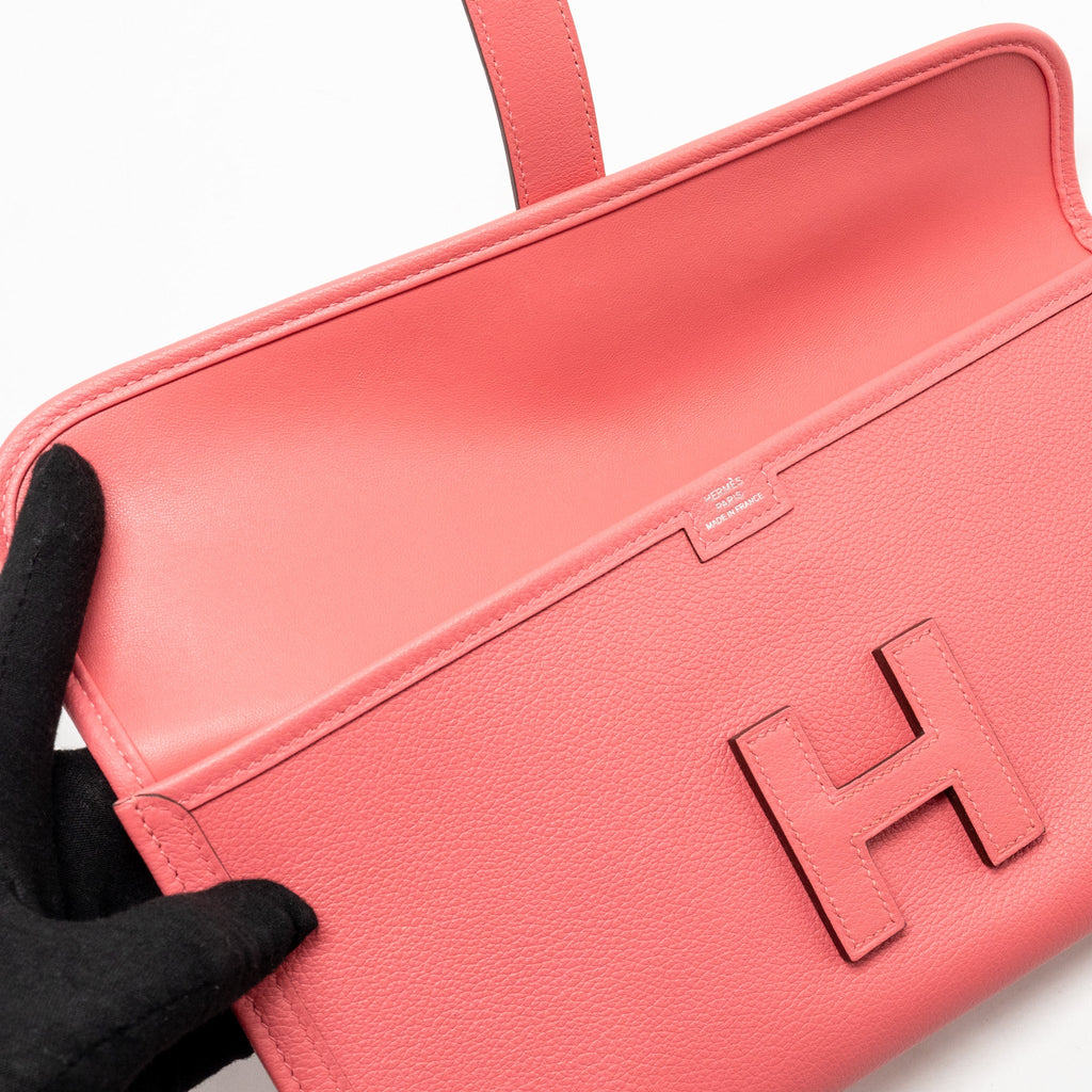 HERMES JIGE ELAN CLUTCH EVERCOLOR ROSE AZALEE