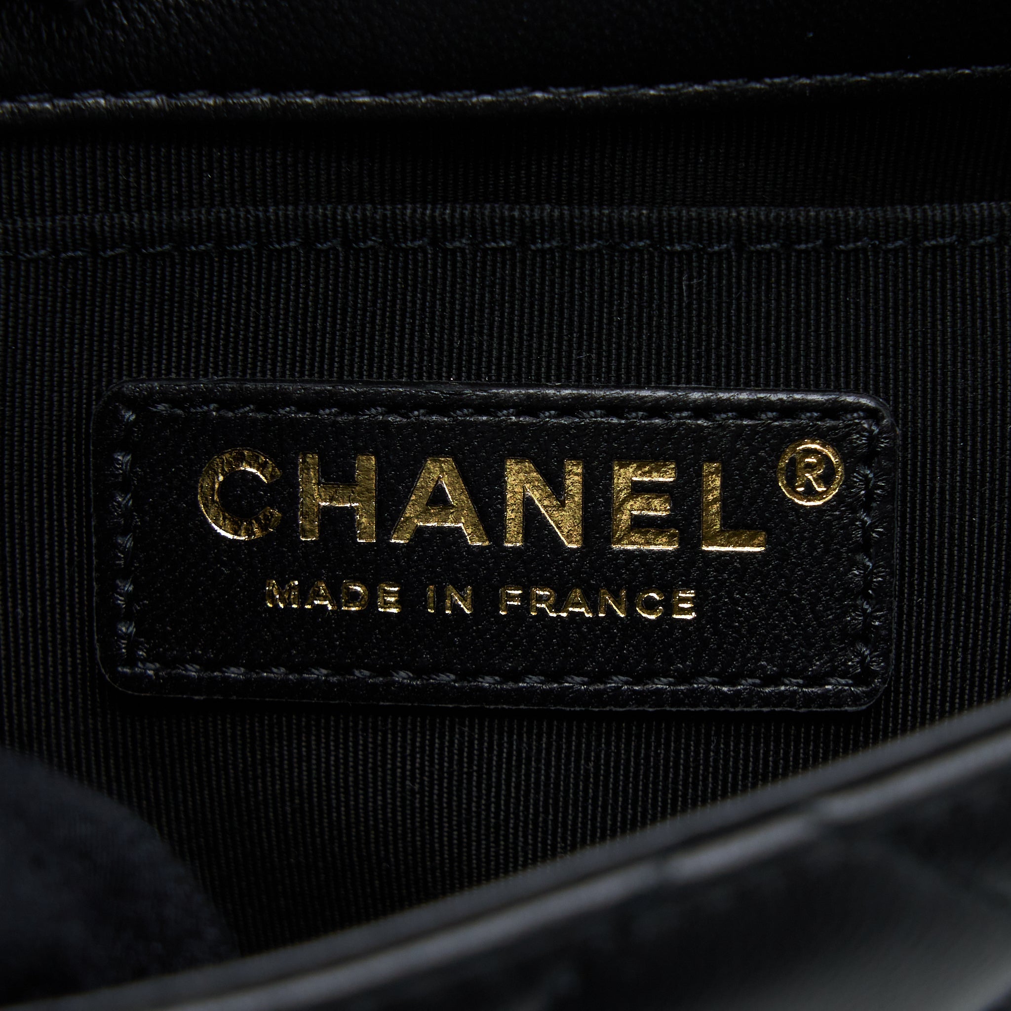 CHANEL SMALL PEARL LOGO STRAP FLAP BAG LAMBSKIN BLACK LGHW