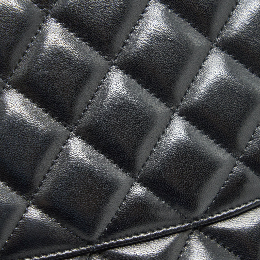 CHANEL CLASSIC JUMBO DOUBLE FLAP BAG LAMBSKIN BLACK GHW