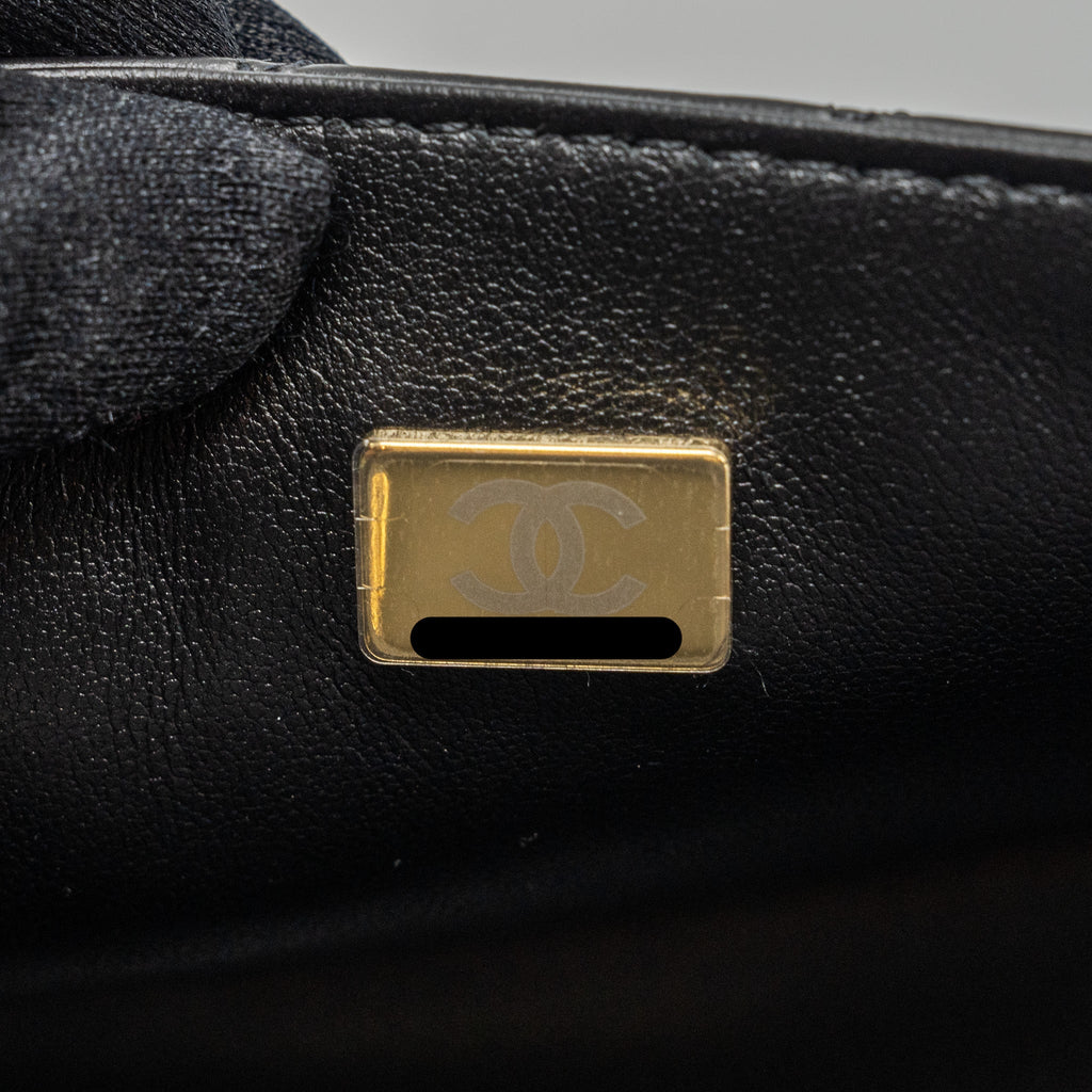 CHANEL MINI 2.55 REISSUE FLAP BAG AGED CALFSKIN BLACK BRUSHED GHW (MICROCHIP)