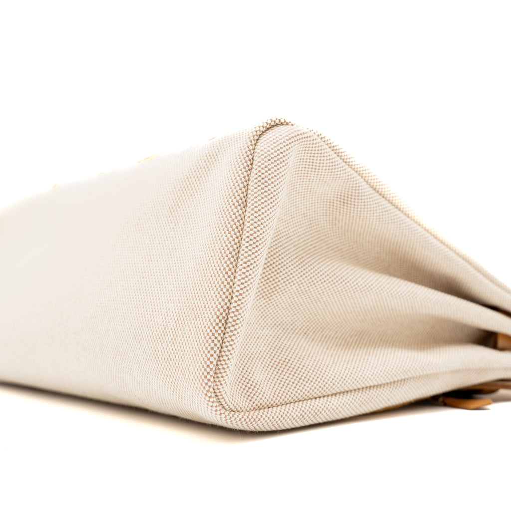 HERMES HERBAG ZIP 31 TOILE EN RELIEF CANVAS/LEATHER BRIDES SABLE/ECRU BEIGE/NAT SABLE SHW
