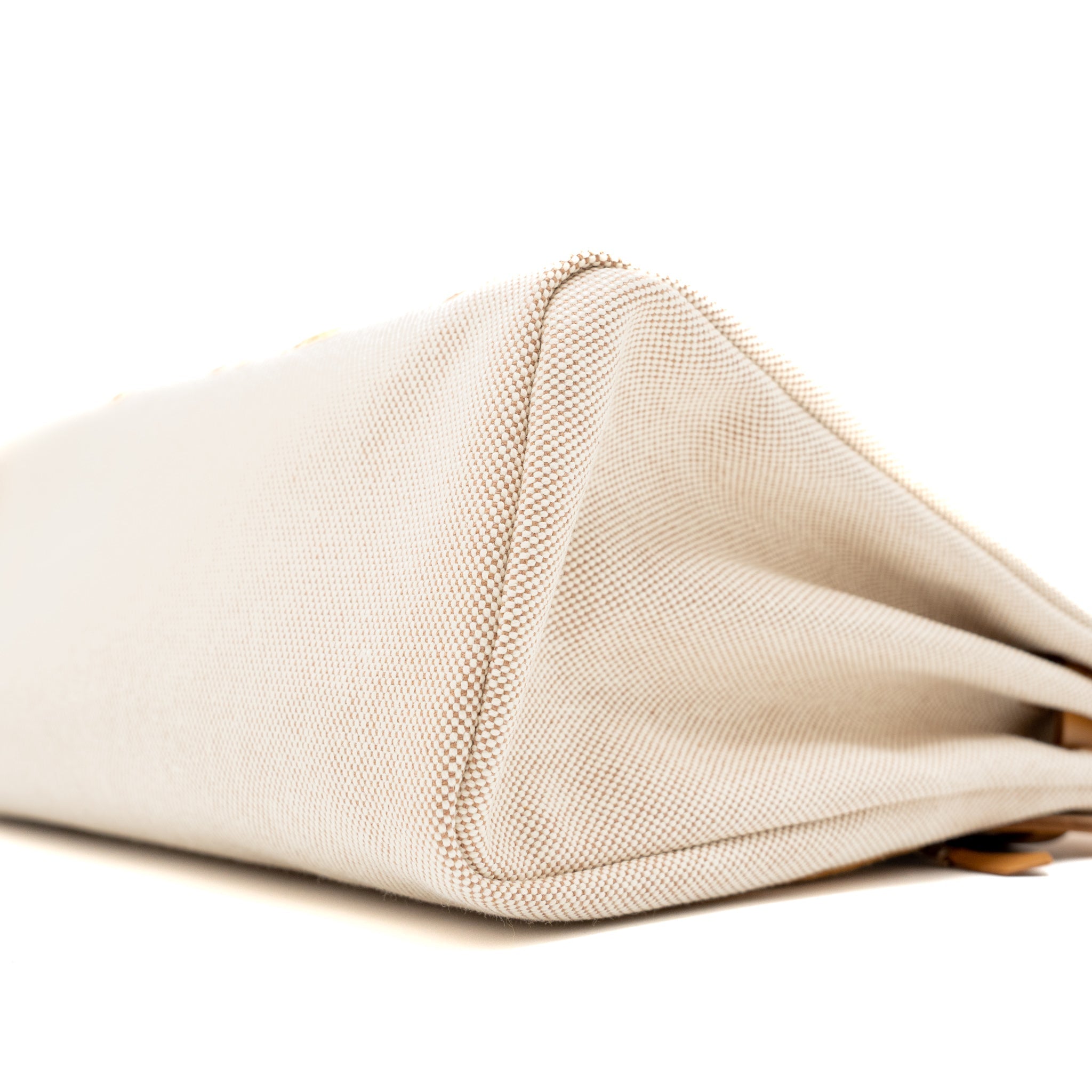 HERMES HERBAG ZIP 31 TOILE EN RELIEF CANVAS/LEATHER BRIDES SABLE/ECRU BEIGE/NAT SABLE SHW