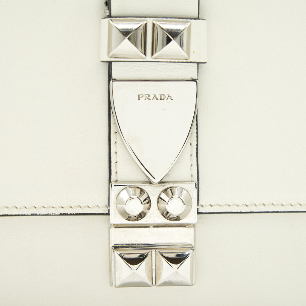 PRADA WOMAN'S MESSANGER BAG WHITE WITH SHW