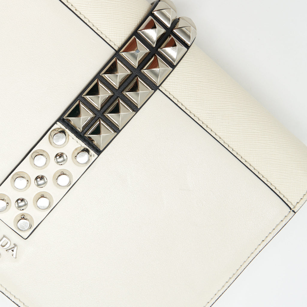 PRADA WOMAN'S MESSANGER BAG WHITE WITH SHW