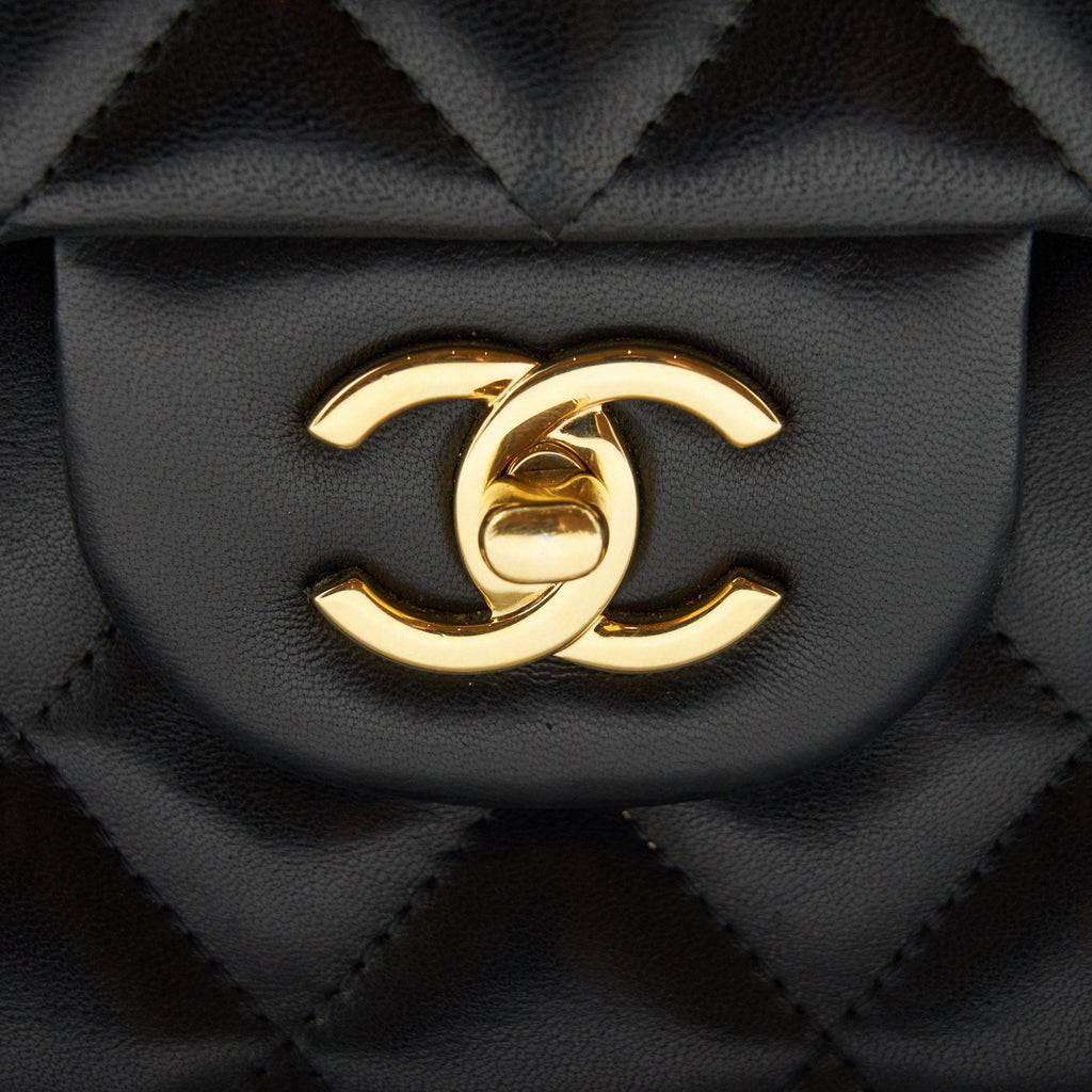 CHANEL CLASSIC JUMBO DOUBLE FLAP BAG LAMBSKIN BLACK GHW