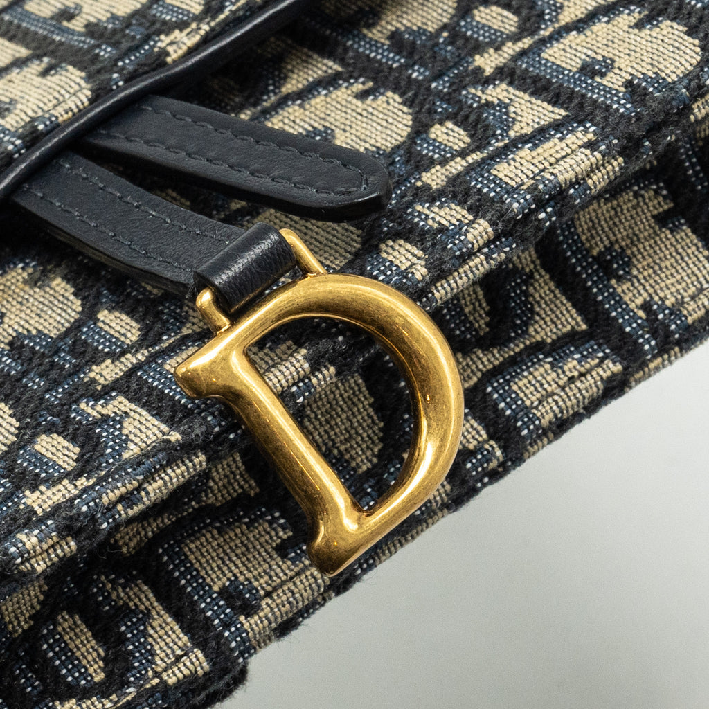 DIOR SADDLE BELT POUCH DIOR OBLIQUE CANVAS BLUE GHW