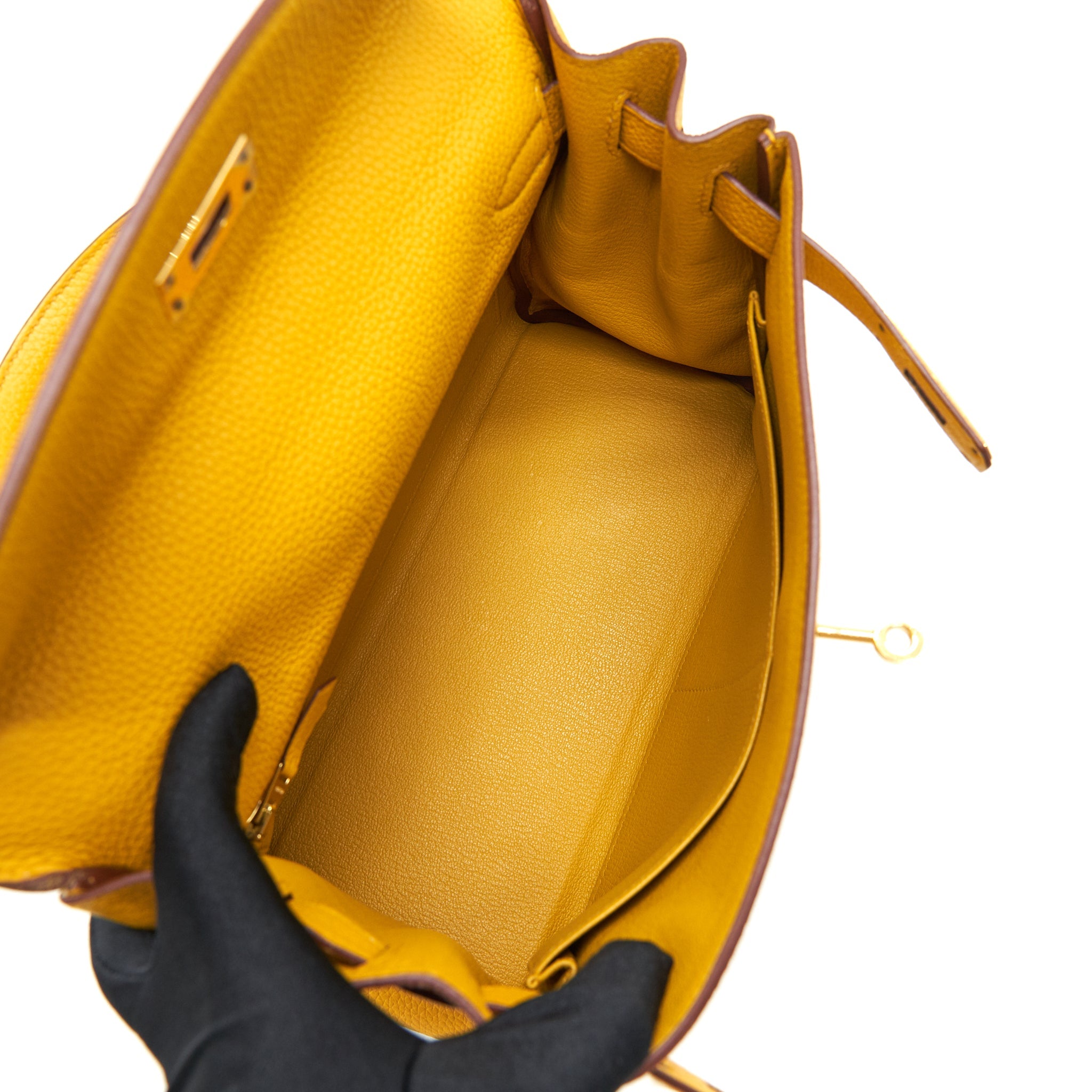HERMES KELLY 28 CLEMENCE JAUNE AMBER GHW