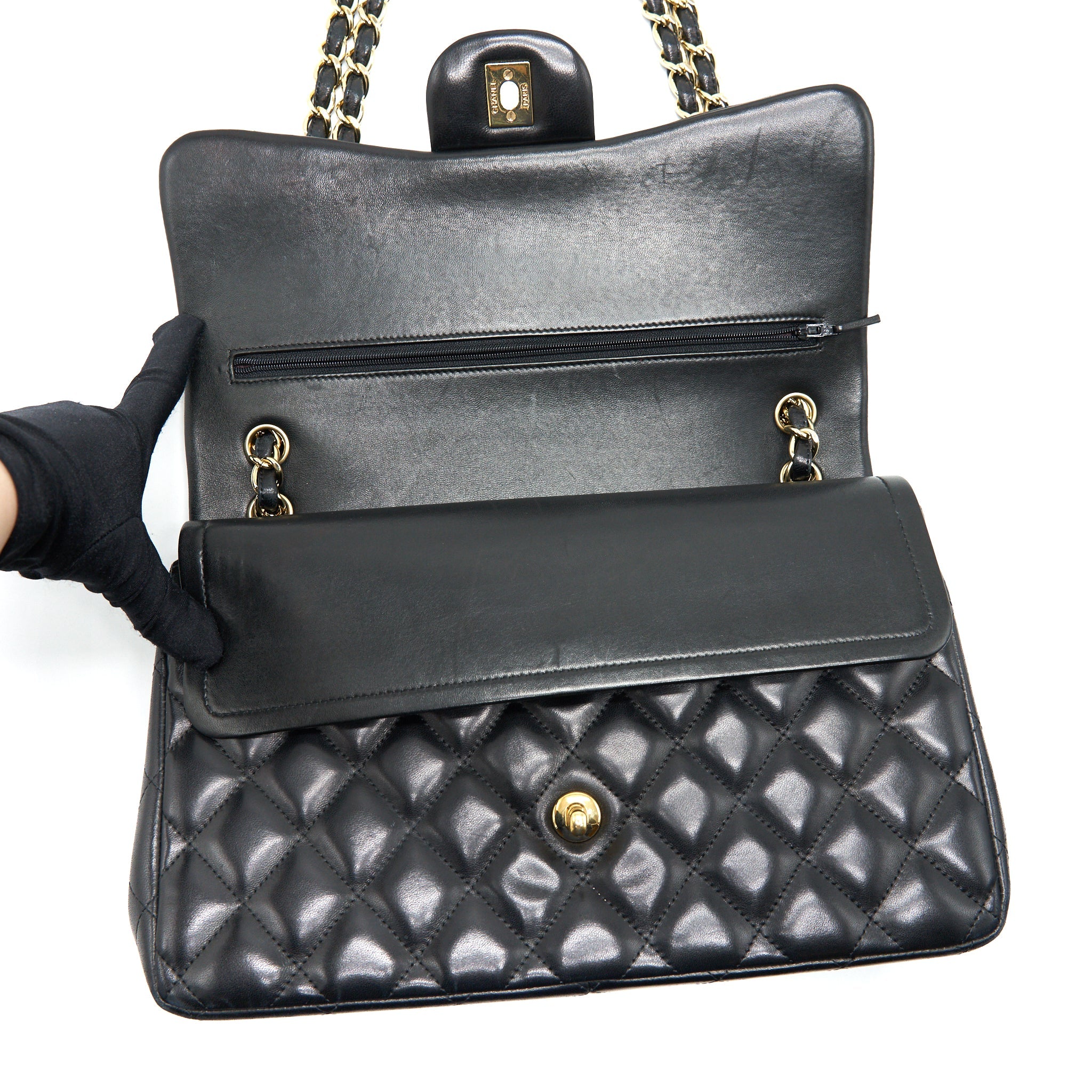 CHANEL CLASSIC JUMBO DOUBLE FLAP BAG LAMBSKIN BLACK GHW
