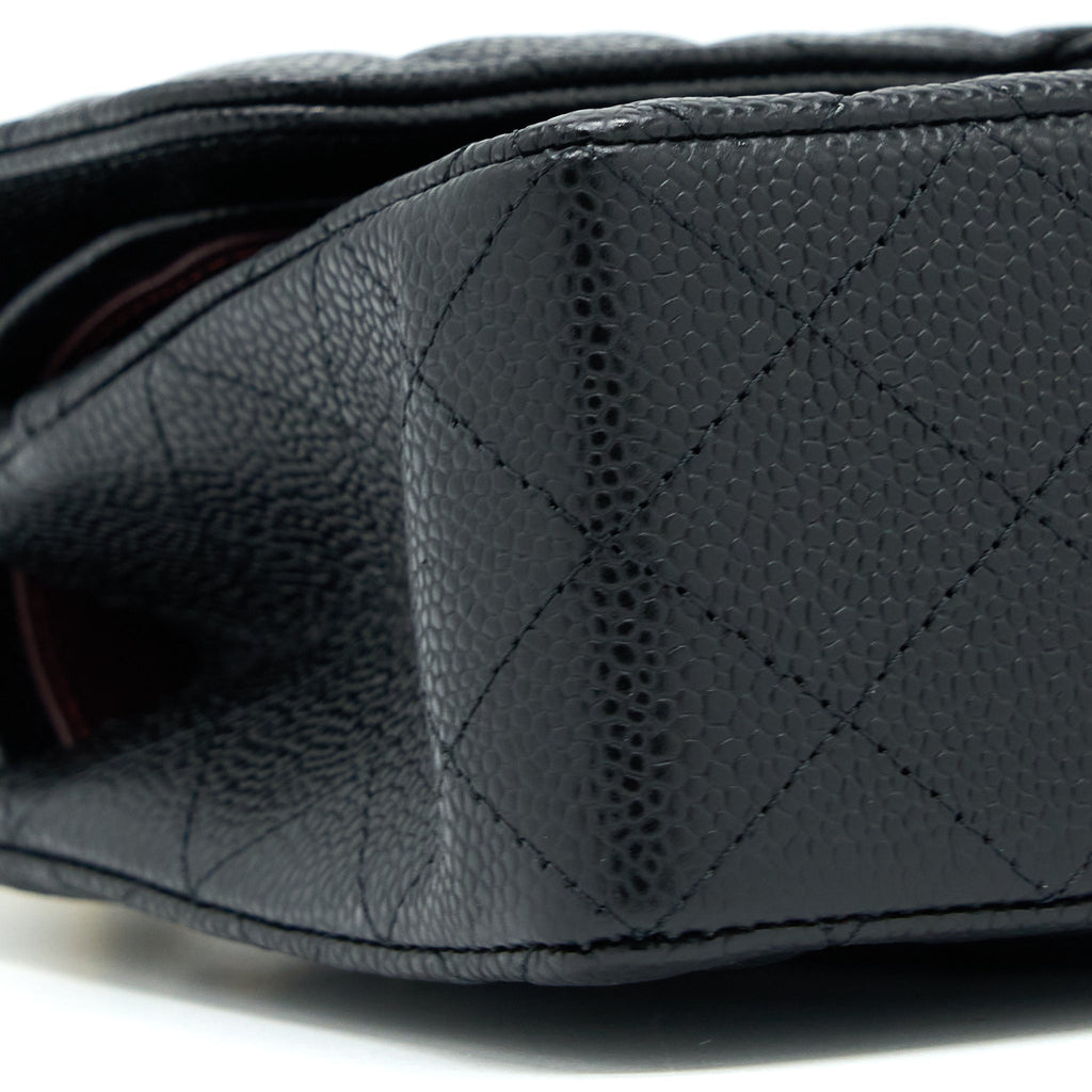 CHANEL SMALL CLASSIC DOUBLE FLAP BAG CAVIAR BLACK GHW (MICROCHIP)