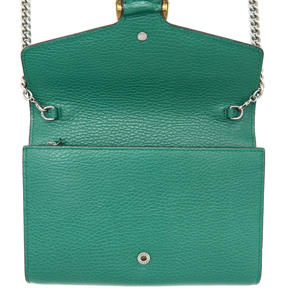 GUCCI MINI DIONYSUS WALLET ON CHAIN GREEN MULTICOLOUR HARDWARE