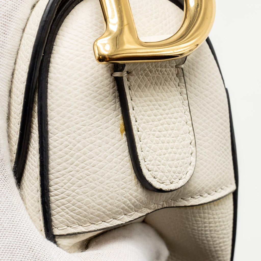DIOR MEDIUM SADDLE BAG CALFSKIN WHITE GHW